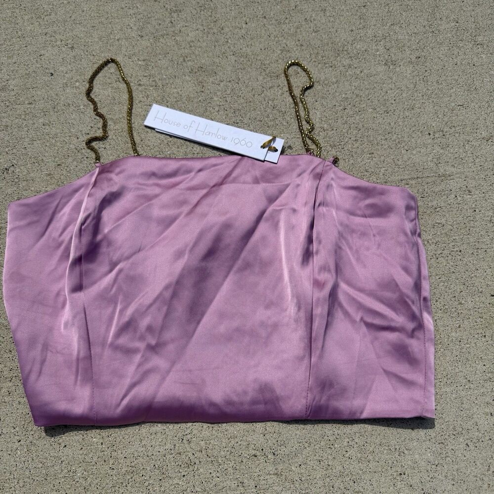 NWT House of Harlow 1960 Chain strap satin crop top Purple/Pink Bridal Small